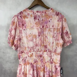 ANDTHEWHY Floral Chiffon Midi Dress‎ Womens 1X Metallic Romantic Fairy Whimsy thumbnail 5