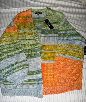 Lulus multi strip cardigan thumbnail 1