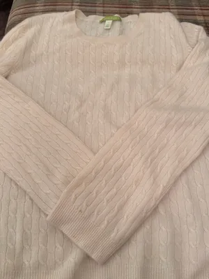 Sigrid Olsen Light Cream Cable-Knit Crewneck Sweater thumbnail 1