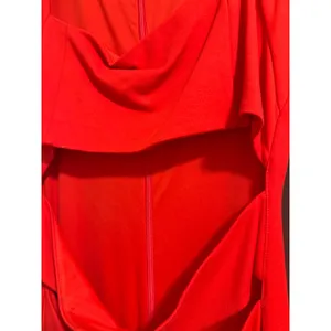 Forever 21 Red Cutout Cowl Neck Long Sleeve Bodycon‎ Midi Dress Womens XL thumbnail 4