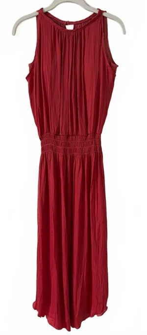 Shebird Emma Dress Rose Satin Size 2 / Small Colorful Party Comfy Midi Feminine thumbnail 1