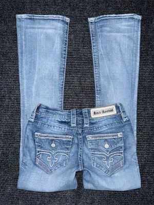 Y2K Rock Revival Lang Low Rise Bootcut Jean Light Wash Embroidered Distressed 25 thumbnail 2