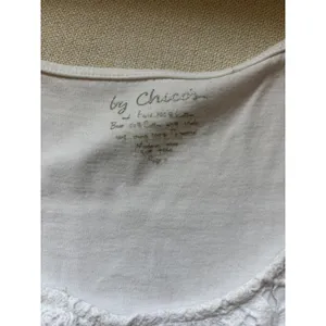Chico's Tank Top Size 3 White Lace Sequin Chevron‎ Sleeveless Boho Scoop Neck thumbnail 2