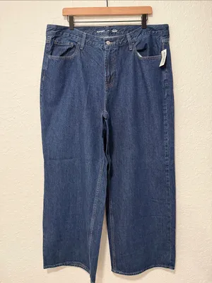 NWT OLD NAVY Mid Rise WOW Baggy Wide Leg Blue Jeans Size 16 thumbnail 3