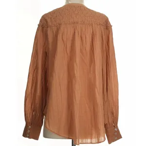 Free People $138 Marigold Button down Blouse Top Wood Chimes Fall Oversized M thumbnail 6