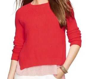 Lauren Ralph Lauren Cable Knit Sweater Shirt‎ Tail Red Size M Pullover Casual thumbnail 1