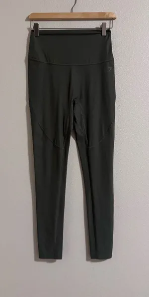Gymshark Olive Ribbed High-Waist Leggings thumbnail 1