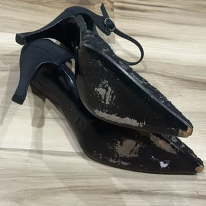 St John Italian Pumps Pointed Toe Kitten Heels Black Lace Sparkle Women’s 8.5 thumbnail 4