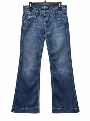 7 For All Mankind Dojo Jeans Women's 29 Low Rise Flare Dark Blue Vintage Y2K thumbnail 1
