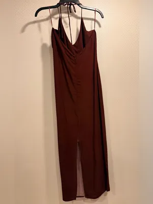 Anthropologie Astoria Halter Midi Slip Dress with Large Floral Print in Burgundy thumbnail 10