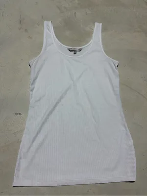 Athleta White Ribbed Tank Top Women medium thumbnail 1