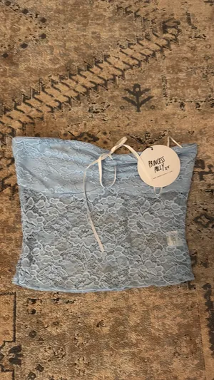Princess Polly Winnick Strapless Lace Top Blue thumbnail 2