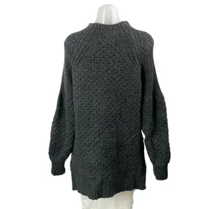 Anthropologie Women's Black Mock Neck Long Sleeve Knit Relaxed Sweater Top M thumbnail 3