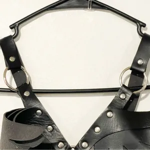 Women’s Goth Punk Rave Faux Leather One‎ Piece Silver Hardware Dominatrix thumbnail 4