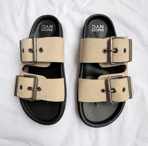 Madden NYC Double Buckle Slide Sandals Beige Black Size 9 thumbnail 1