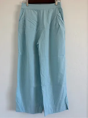 Madewell Pull-On Straight Crop Pants Size 2 Blue Heron Linen Blend N0954 thumbnail 2