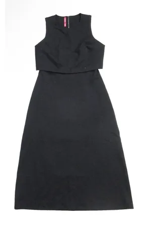 Spanx Ponte Overlay Fitted Midi in Classic Black Sleeveless Dress Size Medium thumbnail 1