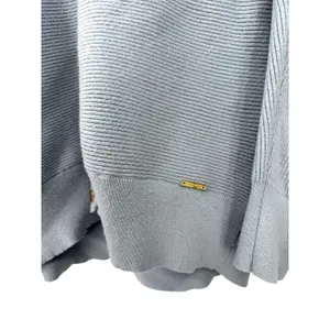 Tahari S V-neck button-down cardigan sweater Ribbed Soft Oversized Knit Blue thumbnail 4