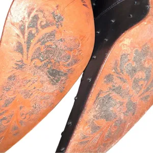 El Canelo lady’s black booties with cream flowers on side. thumbnail 10