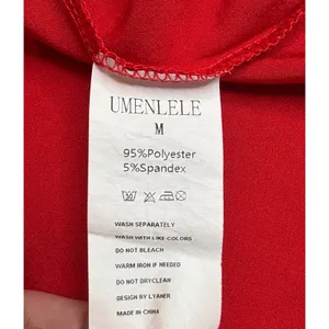 UMENLELE Red Long Sleeve Ruched V Neck‎ Mini Dress Women's Size Medium thumbnail 7