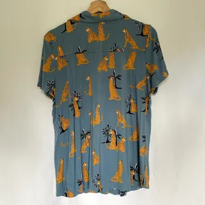 Soma button down pajama top soft short sleeves leopards big cats women L rayon thumbnail 7