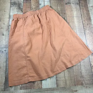 Marc New York Rust Linen Blend Midi Skirt Cargo Pocket Coastal Casual Medium M thumbnail 6