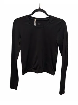 Aritzia Large Sinch Smooth Seamless Cropped Long sleeve Top in Black Layering thumbnail 2