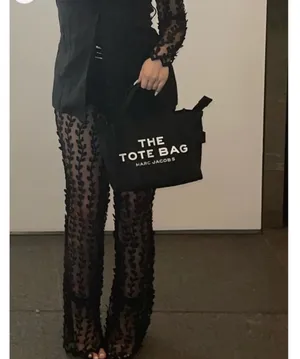 Black Woven Sheer Lace Pants Pretty Little Thing Flared thumbnail 2