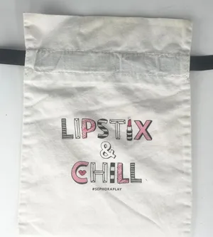 Sephora Lipstick & Chill Drawstring Cloth MakeUp Delicates Travel Bag White New thumbnail 1