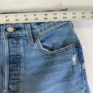 Levis 501 Original Fit Jeans Light Wash Distress High Rise Straight Leg Denim 25 thumbnail 3