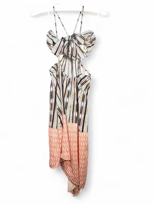 ANTHROPOLOGIE Women’s Stripped Print Asymmetrical Bare Cutout Maxi Dress Size S thumbnail 14