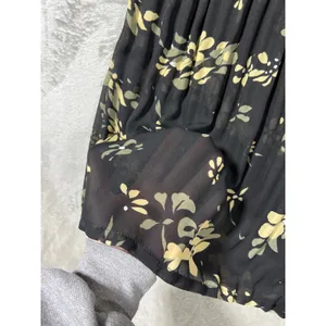 SAG HARBOR Black Floral Pleated Midi Skirt Sheer Overlay Petite Large Whimisgoth thumbnail 2