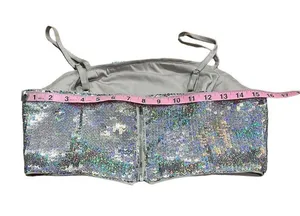 GB Women's Silver Sequin Bandeau Camisole Top Size M Party Sparkly thumbnail 4