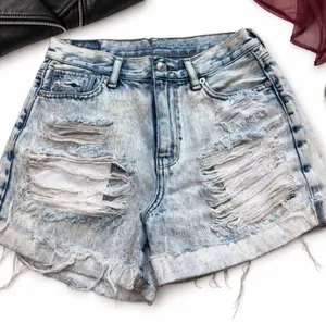 American Eagle Women’s 0 Acid Wash Distressed Denim Cutoff Shorts Super Stretch thumbnail 1