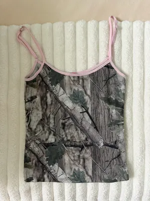 Edikted Pink Trim Camo Tank Top - Women thumbnail 1