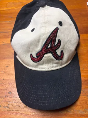 Braves Black and Cream Baseball Hat with Red 'A' sequined Patch thumbnail 1