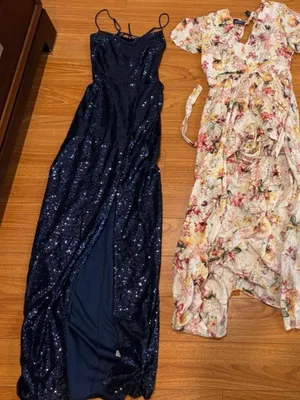 Windsor Navy Sequin Spaghetti-Strap Maxi Dress thumbnail 3
