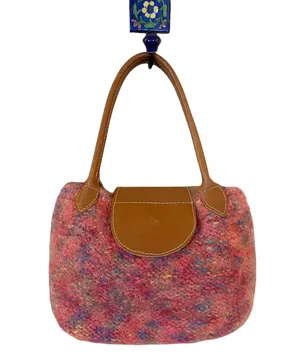 Tote Handbag Marled Woven Wool International Colorful Snap Closure Small Bag EUC thumbnail 1
