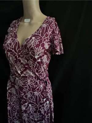 Fortune & Ivy Women’s Purple & White Floral Wrap Maxi Dress Petite Small thumbnail 3