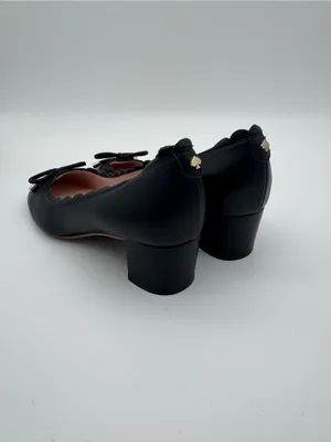 Kate Spade New York Yasmin Scalloped Block Heel Pumps Black Leather Size 6.5 thumbnail 7