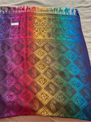 Handwoven Rainbow Paisley Wrap thumbnail 2