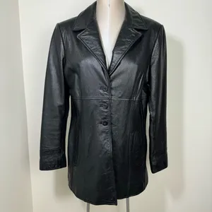 Wilson's Leather MAXIMA Genuine Leather Jacket Mid Length 90s Y2K Size Large Black thumbnail 8