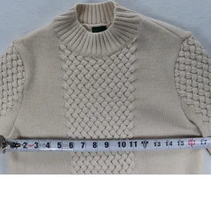 Geiger Cream Wool Cable Knit Mock Neck Sweater Basketweave White Austrian thumbnail 6