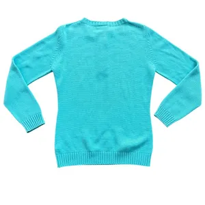 Lacoste‎ Knit Button Up Pullover Women's Sweater Turquoise 44 Large Blue Preppy thumbnail 6