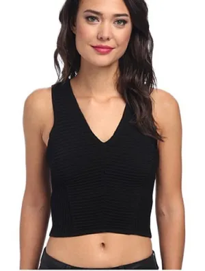 Sam Edelman Black Cropped Ottoman Stitch Top M‎ thumbnail 1