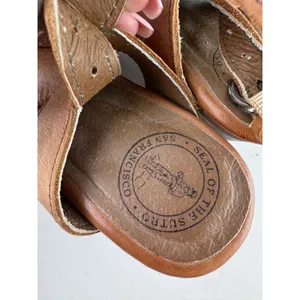 Seal of the Sutro San Francisco Leather‎ Slingback Wedge Sandals Size 7.5 Boho thumbnail 6