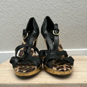 Coach Brown & Gold Cheetah Lined High Pump‎ Heels 6.5 thumbnail 4