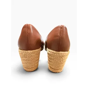 Jack Rogers Womens Cognac Leather Crisscross Espadrille Jute Wedge Sandal size 5 thumbnail 4