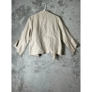 Vintage Linen Romantic Ruffle Jacket Bell Sleeve Victorian Boho Artsy Blazer thumbnail 3