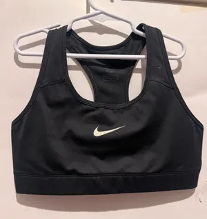 Nike Black Racerback Sports Crop Bra with White Swoosh thumbnail 1